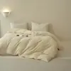 Combina artículos individuales de grado A, 100% algodón, tejido, algodón cepillado, juego de ropa de cama de cuatro piezas de color liso, que incluye una sábana bajera sencilla, una funda de edredón y fundas de almohada
