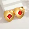 Brincos de Franja Coração Aço Inoxidável Ouro 18K Fornecimento Especial Transfronteiriço Personalidade Ins Tendência Pedraria Incrustada Ornamentos de Orelha Leve Luxo Sensação de Alta Qualidade