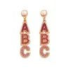 Europa e Estados Unidos moda simples personalidade letra ABC liga de zinco incrustada com diamantes brincos cruzados novo versátil criativo brincos