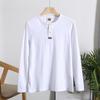 100% Algodón Clásico Retro Cuello Henley Botón Estilo Americano Manga Larga Primavera y Otoño Algodón Puro Camiseta Camisa Base Top