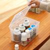 Caja de medicina pequeña con tapa abatible, caja de almacenamiento rectangular apilable portátil con tapa, almacenamiento transparente, caja de subembalaje para medicamentos