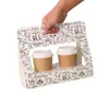 Portavasos Desechable Portátil Personalizado para Llevar, Estilo Minimalista para Vasos de Papel de Té de Leche y Café, Bandeja de Papel para una o Dos Tazas