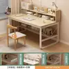 Mesa de computador para quarto, mesa de estudo para uso doméstico, mesa de aprendizado para estudantes, mesa de escrita simples com estante integrada, mesa de escritório minimalista