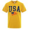 Camiseta de Hombre y Mujer con Estampado Hip-Hop de Bandera de Letra Americana, Ropa de Cuello Redondo, Camiseta Holgada Transpirable, Camiseta Casual Urbana