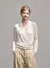 Suéter de punto de manga larga estilo francés para mujer, cuello en V, jersey, elegante, de alta gama, diseño de nicho, top entallador