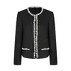 Chaqueta Corta Roja Estilo Chanel con Ancla para Mujer, Nuevo Modelo Otoño e Invierno 2026, Muy Adornada con Lentejuelas y Pedrería, Top Elegante y Adelgazante