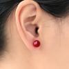 Pendientes de dos piezas de doble cara con cuentas redondas de ámbar rojo sangre, cera de abejas, aceite de pollo, amarillo miel antigua, para mujer, plata S925