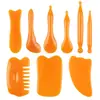 Tabla Gua Sha de Resina para Raspar el Cuello y la Cintura, Peine Masajeador para Meridianos, Palo para Alivio Muscular de Uso Doméstico, Tabla Gua Sha de Cera de Abeja, Combinación Multitipo