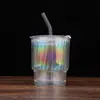 Taza de Bambú Articulado Iridiscente Láser Doble Uso Doble Taza para Beber con Popote Taza para Bebidas de Jugo Taza de Café Sellada