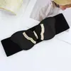Cinturón negro elástico para mujer, cinturón ancho decorativo elástico Joker, 20 opcionales, primera generación de pelo