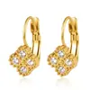 Suministro directo transfronterizo aretes de acero inoxidable con incrustaciones de diamantes para mujer, aretes de flor y moño de moda, accesorios para orejas sin perforación, joyería de lujo ligero