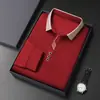 Hot-Selling do TikTok 2026 Nova Camisa Polo Masculina de Manga Longa, Estilo Business, Corte Slim, Cor Sólida