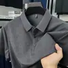 Camiseta de Manga Corta de Verano para Hombre Camisa Polo con Cuello Lapel Delgada de Moda Estampada Casual Ropa de Papá Tendencia Top de Nylon