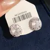 Collar con Colgante Redondo de Circonita Super Brillante Set de Joyería Versátil de Lujo Ligero de Alta Gama Moda Exquisita Aretes de Botón Temperamento para Mujeres