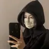 Cachecol echarpe com capuz de uso duplo para outono e inverno para mulheres, cor sólida, espessado, quente e à prova de vento, chapéu de tricô