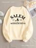 Sudadera con capucha casual de cuello redondo para mujer estampada con Salem Massachuse