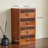Caixa de armazenamento de mesa em madeira maciça escavada, armário de madeira, prateleira vintage para perfumes e cosméticos, porta-copos e conjunto de chá para mesa