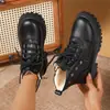 Nuevas botas Martin de felpa para mujer Otoño e Invierno 2025, estilo británico, comercio exterior, tacón grueso, botas cortas de suela gruesa, zapatos de algodón de plataforma cálidos