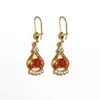Pendientes Triangulares Retro Franceses de Lujo Ligero Transfronterizos para Mujer, Artesanía Microincrustada, Flor de Alta Calidad, Joyería para Orejas de Moda Versátil