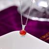 Collar de conejo de plata de ley S925 con ágata roja y pajarita, cadena para la clavícula de conejo, collar de Año Nuevo de conejo