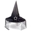 Chapéu de Halloween Chapéu de Bruxa Decoração de Festa Chapéu de Mago de Malha Pontudo Chapéu de Bruxa Pontudo Preto