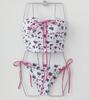 Traje de baño de dos piezas tipo bikini triangular fresco con tiras Estilo vacacional para mujer con estampado de fresas enérgico