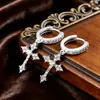Pendientes de Cruz Mini de Diamante Completo y Circonita Estilo Europeo y Americano Estilo Hip-Hop para Hombres y Mujeres Pendientes de Moda Personalizados
