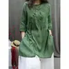 Blusas Casuales de Verano Sueltas de Longitud Media para Madres de Mediana Edad, Nuevas Camisas de Algodón Bordadas Estilo Chino para Mujeres