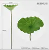 Flor de Lótus Artificial com Sensação de Molhado Decoração de Paisagem Avançada Ornamentos de Planta Verde de PU Vaso Planta de Alto Padrão para Salão de Buda