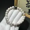 Pulseira Autêntica de Sementes de Bodhi Estrela e Lua de Hainan, Sementes de Bodhi Naturais Brancas de Alta Densidade, Pulseira de Círculo Único para Meditação e Adoração