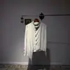 Camisa de Otoño Asimétrica con Solapa Bordada de Manga Larga para Hombre, Holgada Casual de Color Sólido Transpirable Sin Planchar Versátil Texturizada