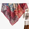 2026 Nuevo Primavera, Otoño, Invierno Cálido Bufanda Cuadrada de 90cm Bufanda Floral Estilo Coreano Calentador de Cuello de Terciopelo Chal para Mujer