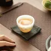 Copo cônico de cerâmica com glacê de gelo, cozido em alta temperatura, com design de nuvem e montanha, xícara de chá de cerâmica de alta qualidade para uso doméstico, conjunto de chá kung fu de luxo leve, xícara de mestre anti-queimadura