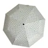 Guarda-chuva dobrável fresh de bolinhas para meninas, borracha preta, uso duplo para sol e chuva, totalmente automático, proteção solar, guarda-chuva de cápsula portátil