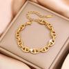 [Bing Meng] Pulsera de Personalidad Nariz de Cerdo Cadena Simple Pulsera de Acero Inoxidable Joyería Europea y Americana B615