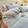 Juego de 4 Piezas de Jacquard Antiestático Clase A Leche Polar Espesado Cálido Cubierta de Edredón Polar Añadido Invierno Ropa de Cama 4