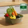 Cesta Drenante Transparente Espessa de Camada Dupla Novo Estilo para Lavar Legumes, Cesta Multifuncional para Lavar Frutas e Legumes para Uso na Cozinha e Sala de Estar
