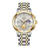 LIGE/LIGE Reloj de Cuarzo para Hombre de Negocios Luminoso Cronógrafo Fase Lunar Multifuncional Impermeable Reloj de Negocios