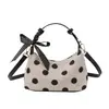 Bolsa Coreana Ins com Laço e Bolinhas Senso de Design Nicho Moda Versátil Tendência Bolsa de Mão para o Trabalho Bolsa Transversal