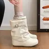 Nueva colección de otoño 2026 para mujer: Estilo europeo y americano, con plataforma interior, botines inspirados en Birkenstock con diseño de pierna de pantalón superpuesta y detalle de hebilla