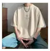 Camiseta de gamuza de manga corta, marca nueva de moda, corte holgado para hombre, diseño de verano con estampado de letras desgastadas, moderna