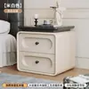 Mesita de Noche de Segunda Mano para Dormitorio del Hogar Modelo Nuevo 2026 Crema Lujo Ligero Gama Alta Madera Maciza Pequeño Gabinete de Almacenamiento de Mesita de Noche