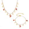 Joyería Xin Yixin Acero Inoxidable Goteo de Aceite Elementos Navideños Estrella y Luna Collar Hecho a Mano Concha Cuentas Collar Pulsera Set para Mujer