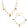 Mili Acero Inoxidable Esmalte Vidriado Elemento Navideño Colgante Concha Perla Collar Pulsera Nicho Lindo Dibujos Animados Conjunto para Mujeres