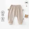 Pantalones de algodón suave a rayas para bebé de otoño, pantalones de pierna ancha para exteriores de bebé, pantalones casuales con cara sonriente para niños