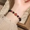 Pulsera de granate natural para mujer, nuevas cuentas de cristal de fresa estilo chino, pulsera de lujo ligero regalo