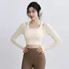 Top de Yoga Novo 2026 Verão Fino Manga Longa Roupas Fitness Conjunto Esportivo Feminino Pilates Treinamento Calça Tubarão