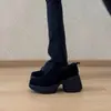 Mocasines retro súper suaves 2026 para mujer, punta redonda, tacones altos de cordones, plataforma impermeable, suela gruesa, zapatos casuales cómodos