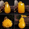 Colgante Conformable Gota de Agua Transmisión en Vivo Segunda Generación Cera de Abejas Amarillo Grasa de Pollo Seguro y Marca Wushi Ámbar Collar Cadena para Suéter para Hombre y Mujer