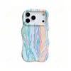 Capa de Celular Listrada Onda Arco-Íris de Nicho para Iphone16/15, Película Anti-Queda Capa Protetora de Camada Dupla, Design Personalizado Mediante Solicitação